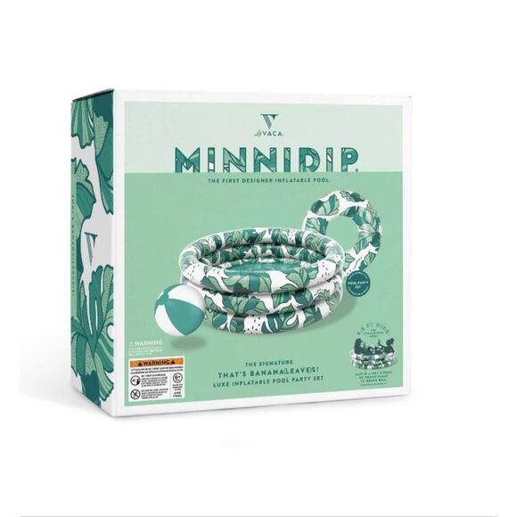 Minnidip bundle pool beach ball ring monstera plant banana leaves green inflatab - Picture 2 of 5